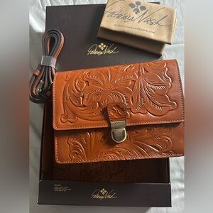Patricia Nash Florence Tooled Crossbody Leather Bag Dust bag /Box included